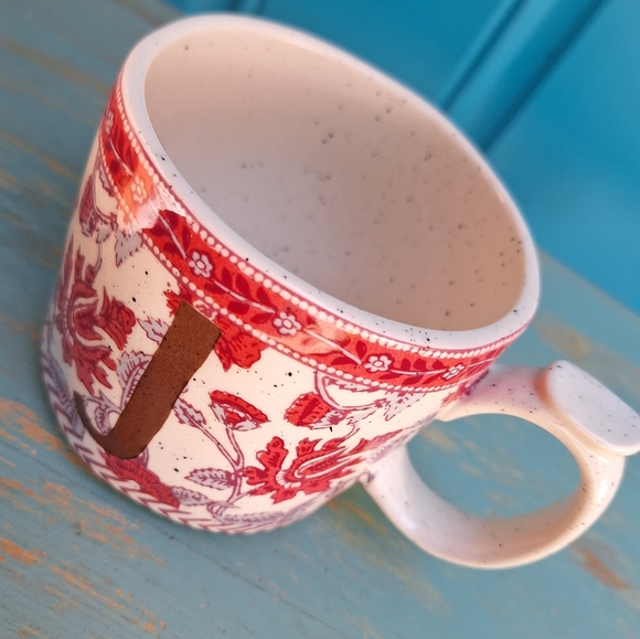 J Mug Anthropologie Coffee Cup Vintage Mugs Pink Ornate Speckled Stone - Picture 6 of 17